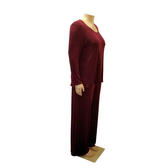 Anna Scholz VTG Stretch 2-Piece Burgundy Top & Elastic Waist Pant Set 26/28 (4X) - Picture 2 of 5